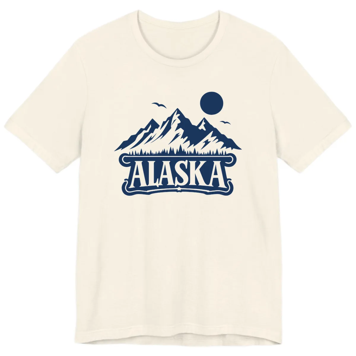 Alaska Mountain Range and Forest Scenic Premium T-Shirt in Natural