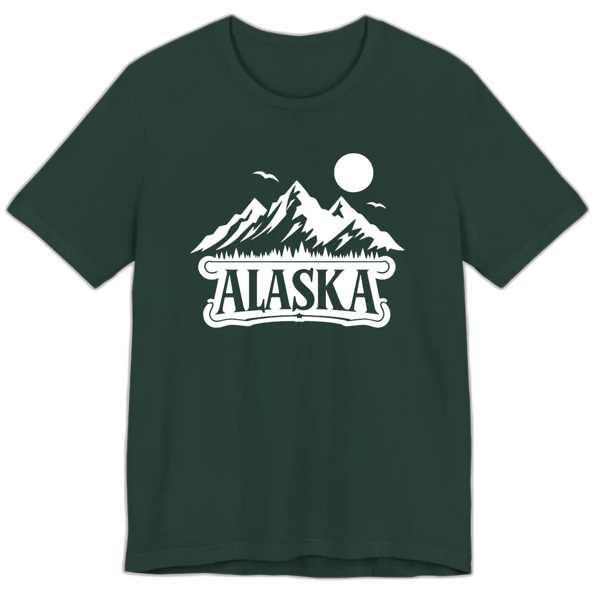 Alaska Mountain Range and Forest Scenic Premium T-Shirt in Forest