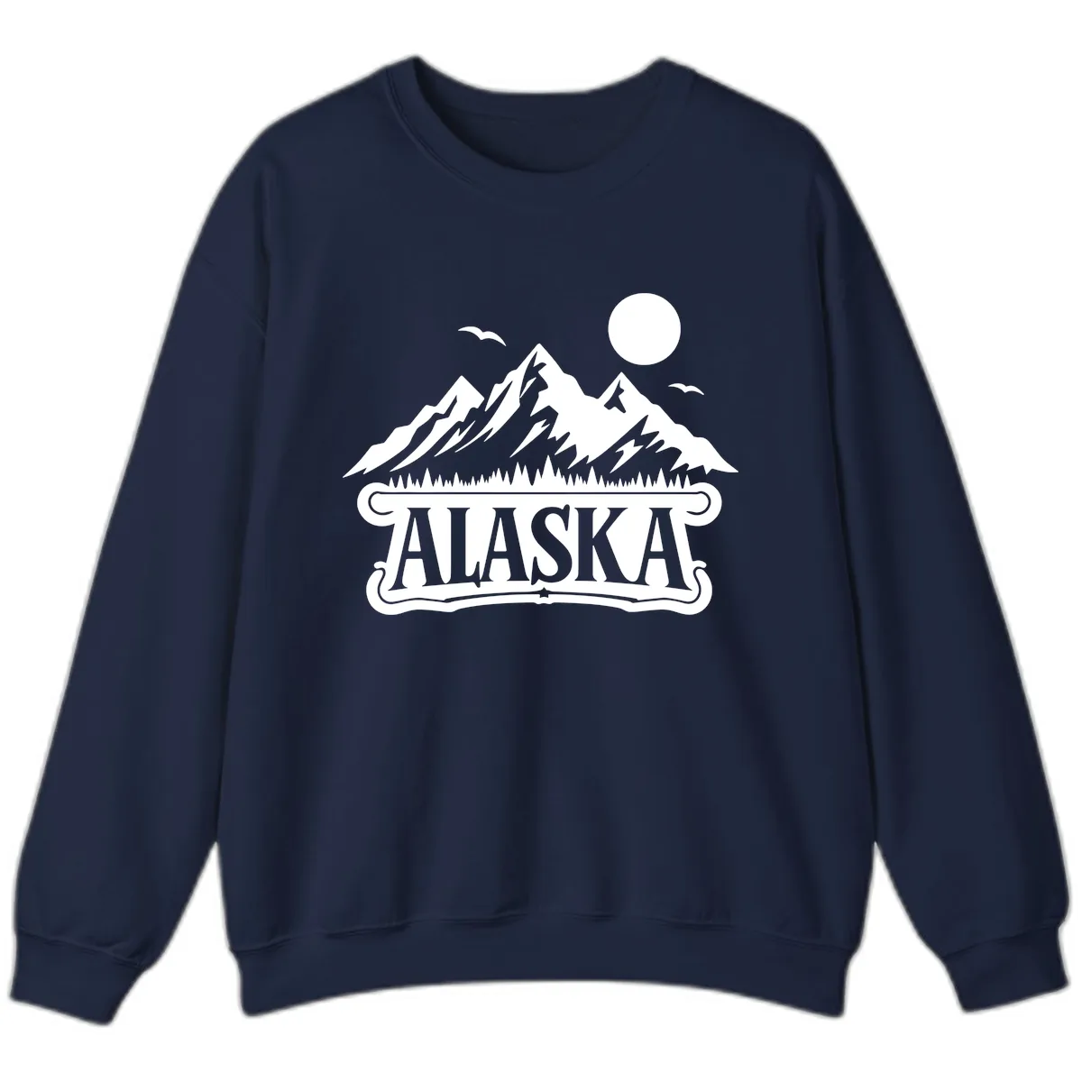 Alaska Mountain Range and Forest Scenic Sweatshirt in Navy