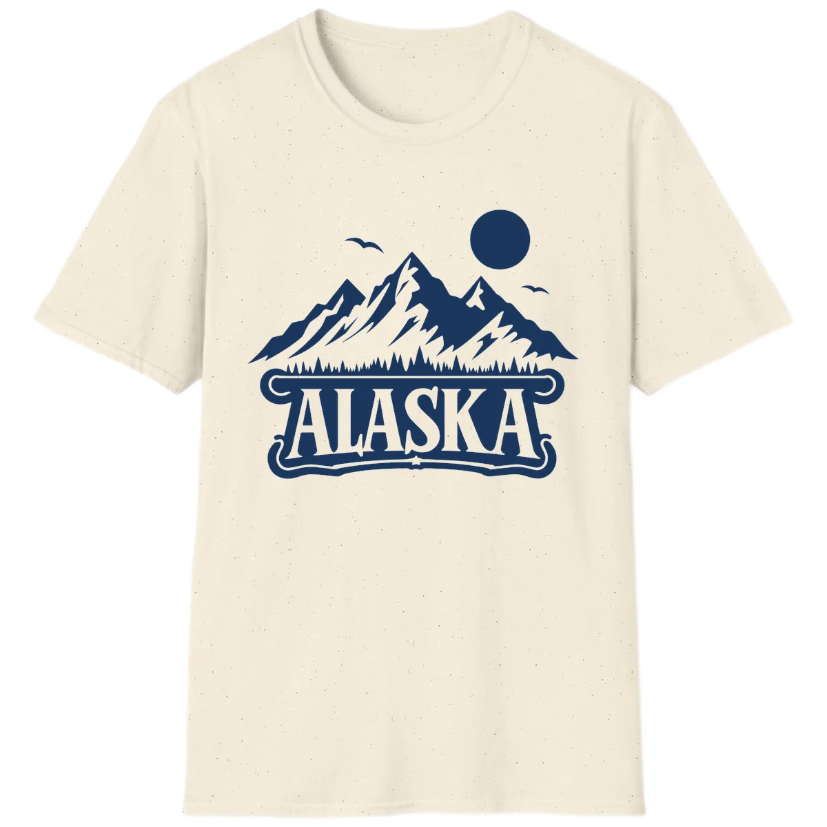 Alaska Mountain Range and Forest Scenic T-Shirt in Natural