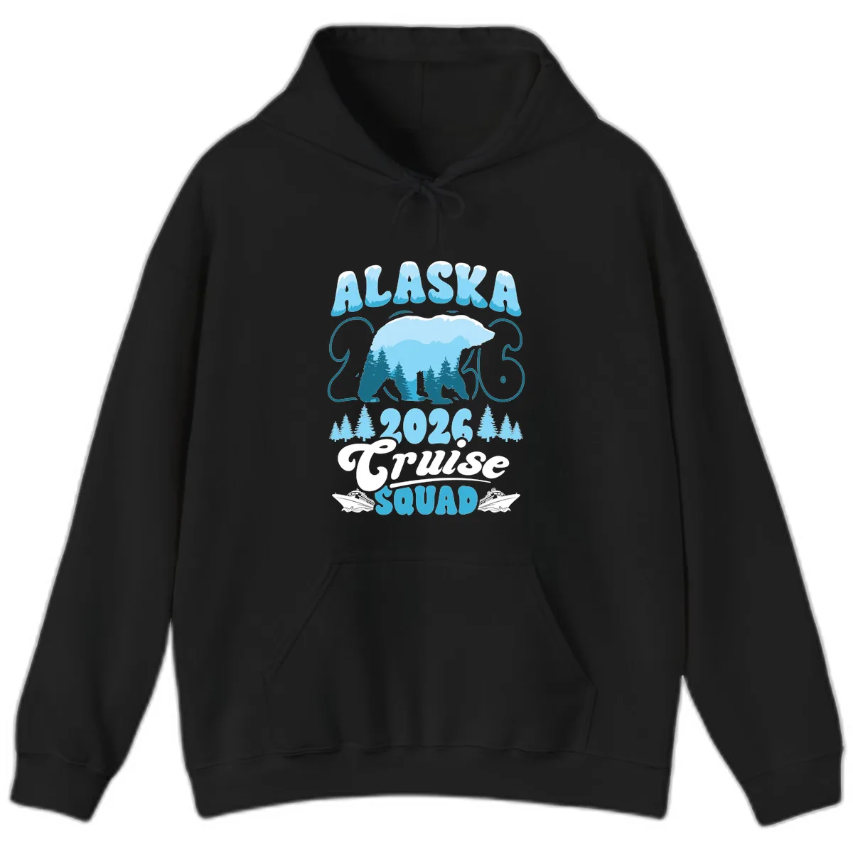Alaska 2026 Polar Bear Cruise Squad Hoodie in Black