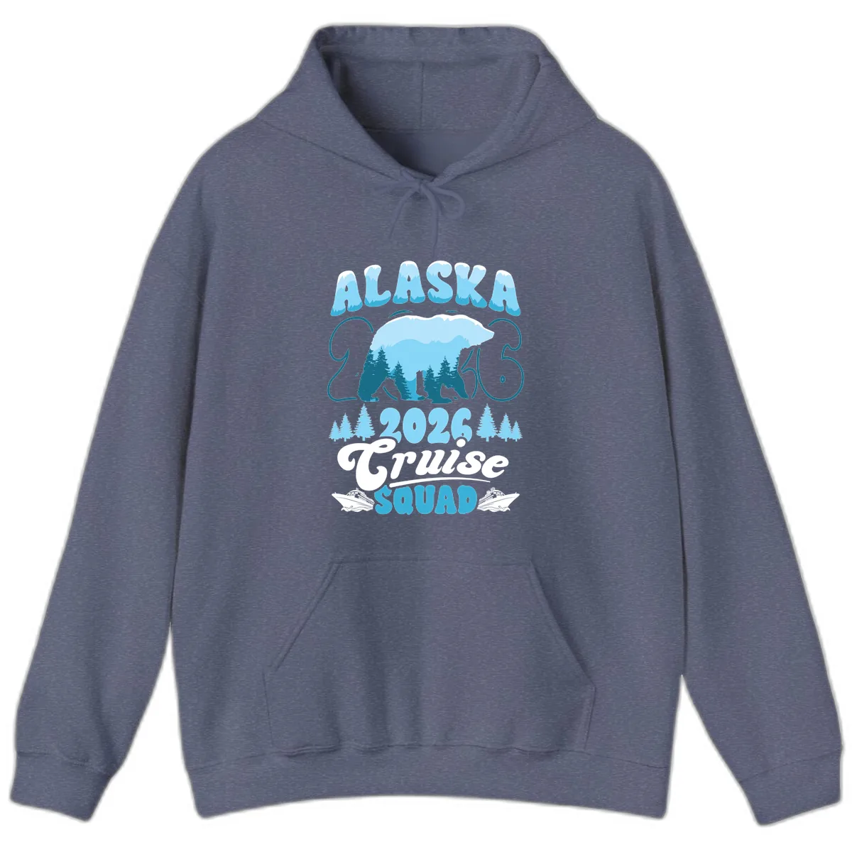 Alaska 2026 Polar Bear Cruise Squad Hoodie in Heather Navy