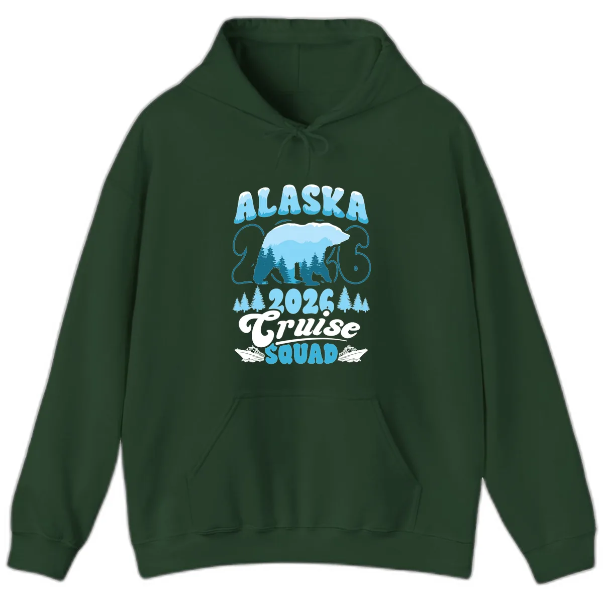 Alaska 2026 Polar Bear Cruise Squad Hoodie in Forest Green