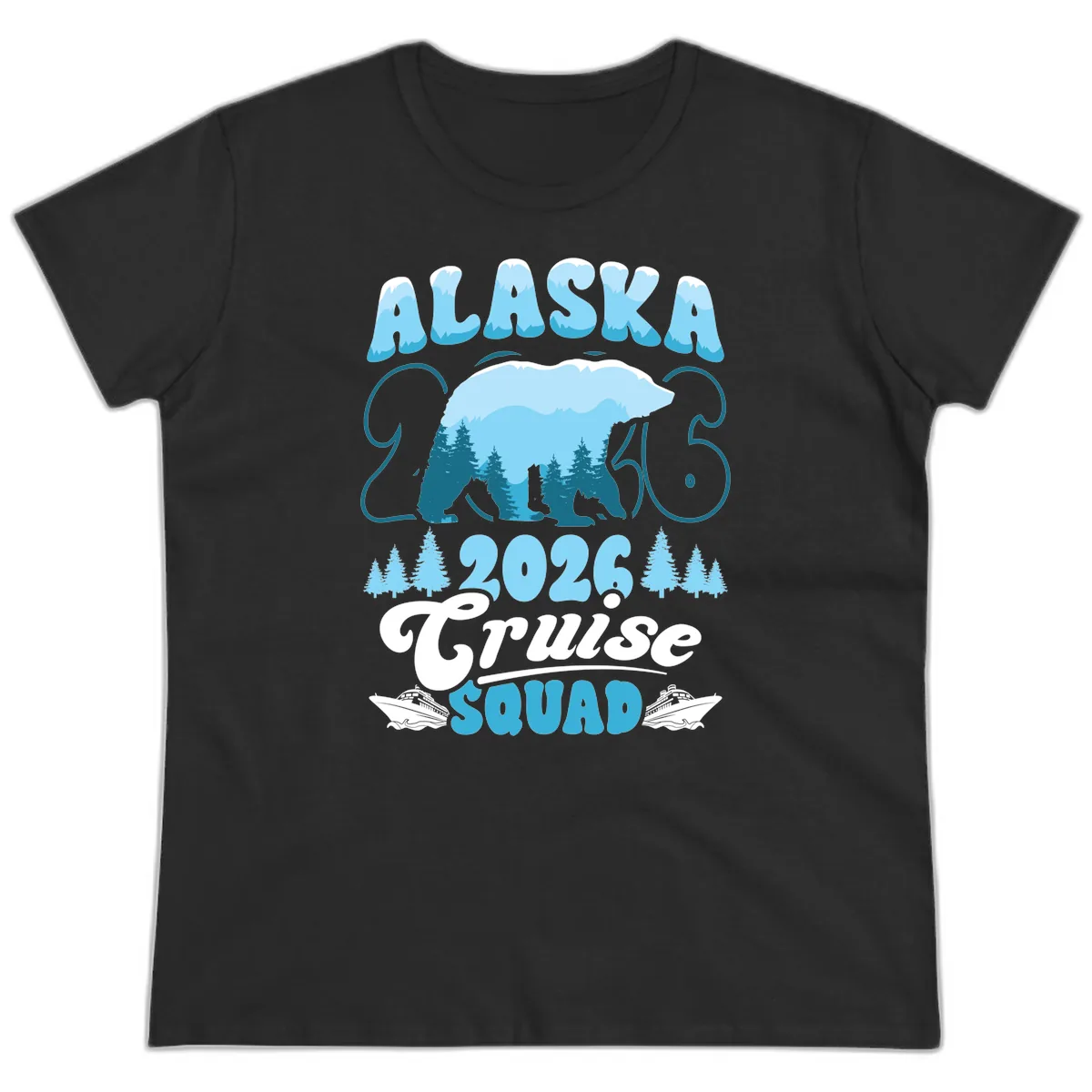 Alaska 2026 Polar Bear Cruise Squad Ladies Tee in Black