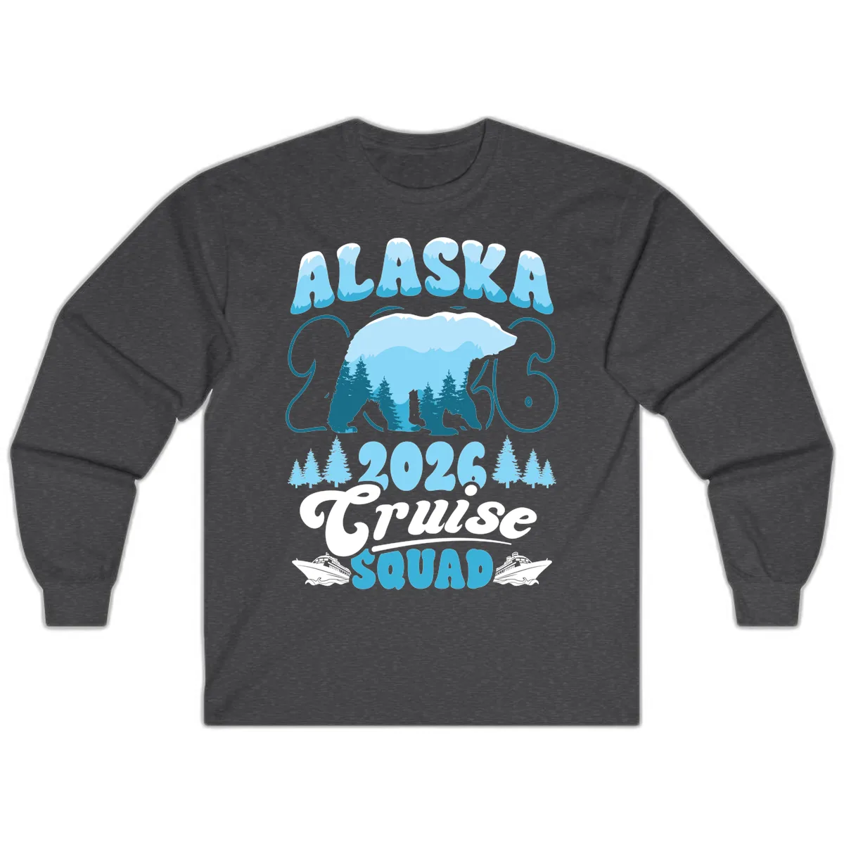 Alaska 2026 Polar Bear Cruise Squad Long Sleeve in Dark Heather