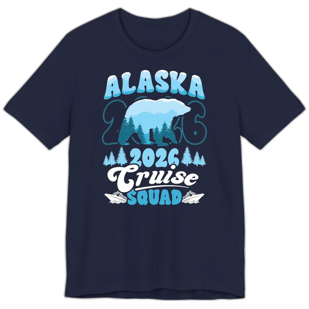 Alaska 2026 Polar Bear Cruise Squad Premium T-Shirt in Navy