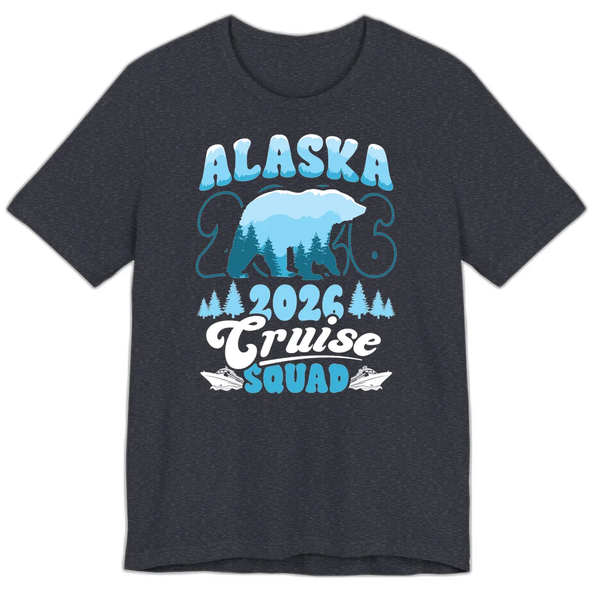 Alaska 2026 Polar Bear Cruise Squad Premium T-Shirt in Heather Navy