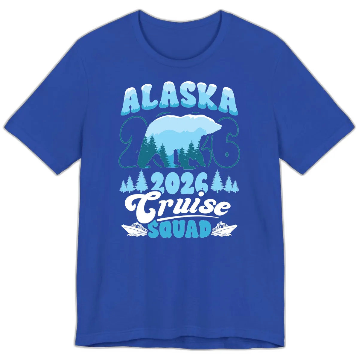 Alaska 2026 Polar Bear Cruise Squad Premium T-Shirt in True Royal