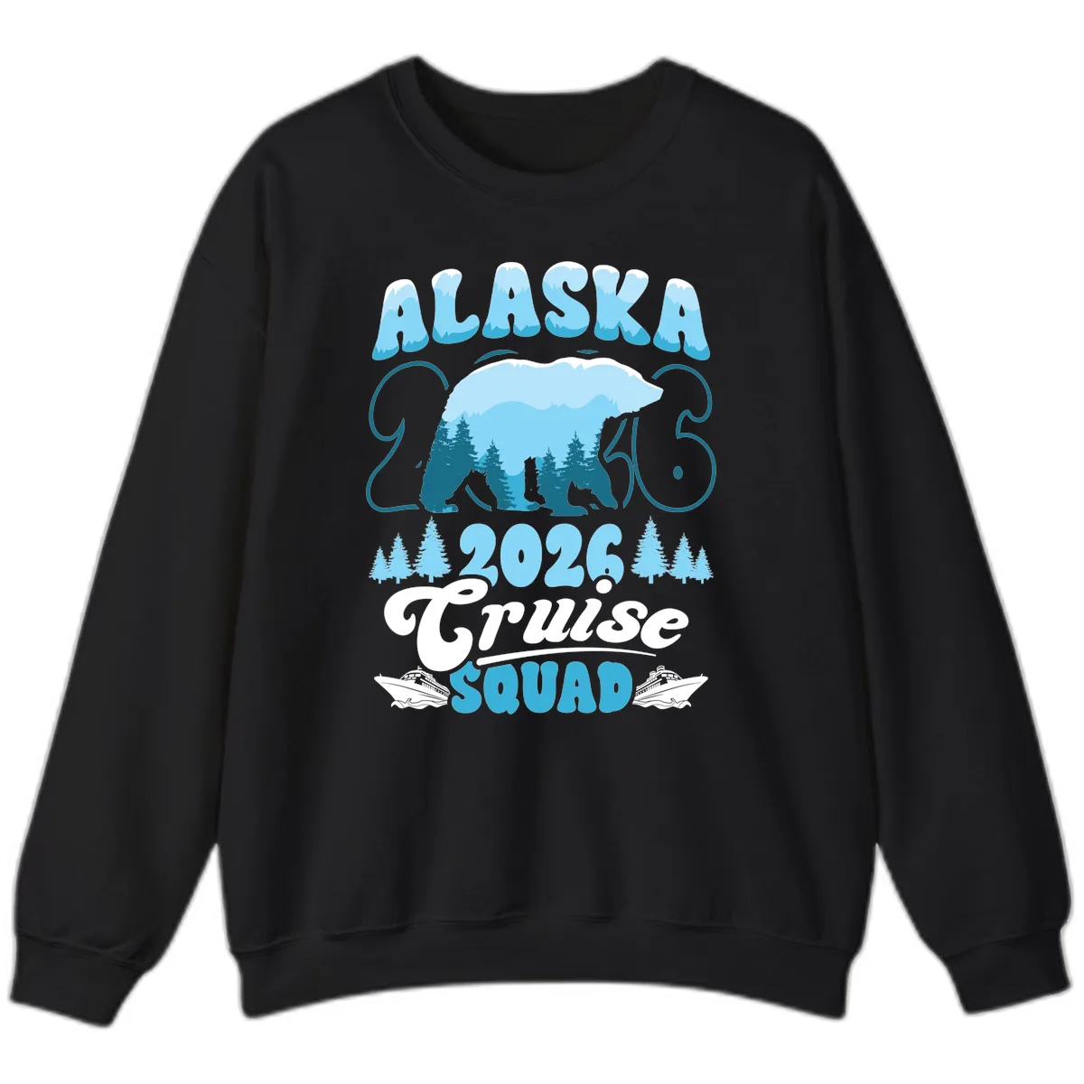 Alaska 2026 Polar Bear Cruise Squad Sweatshirt in Black
