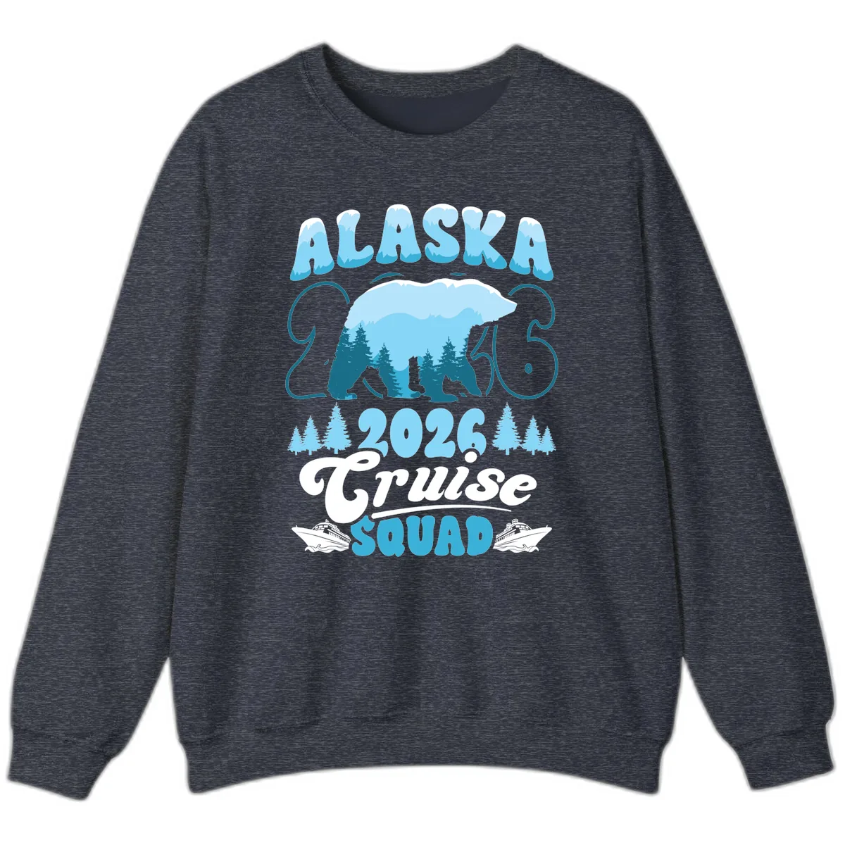 Alaska 2026 Polar Bear Cruise Squad Sweatshirt in Heather Sport Dark Navy
