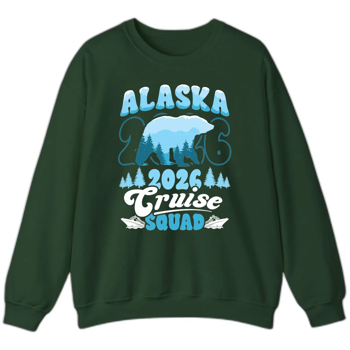 Alaska 2026 Polar Bear Cruise Squad Sweatshirt in Forest Green