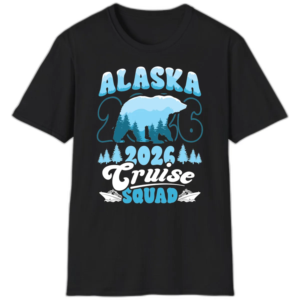 Alaska 2026 Polar Bear Cruise Squad T-Shirt in Black