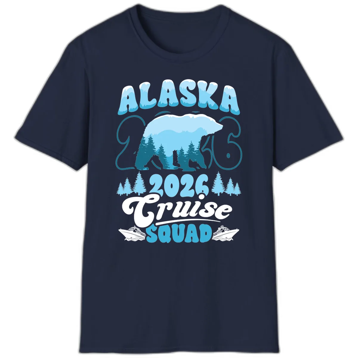 Alaska 2026 Polar Bear Cruise Squad T-Shirt in Navy