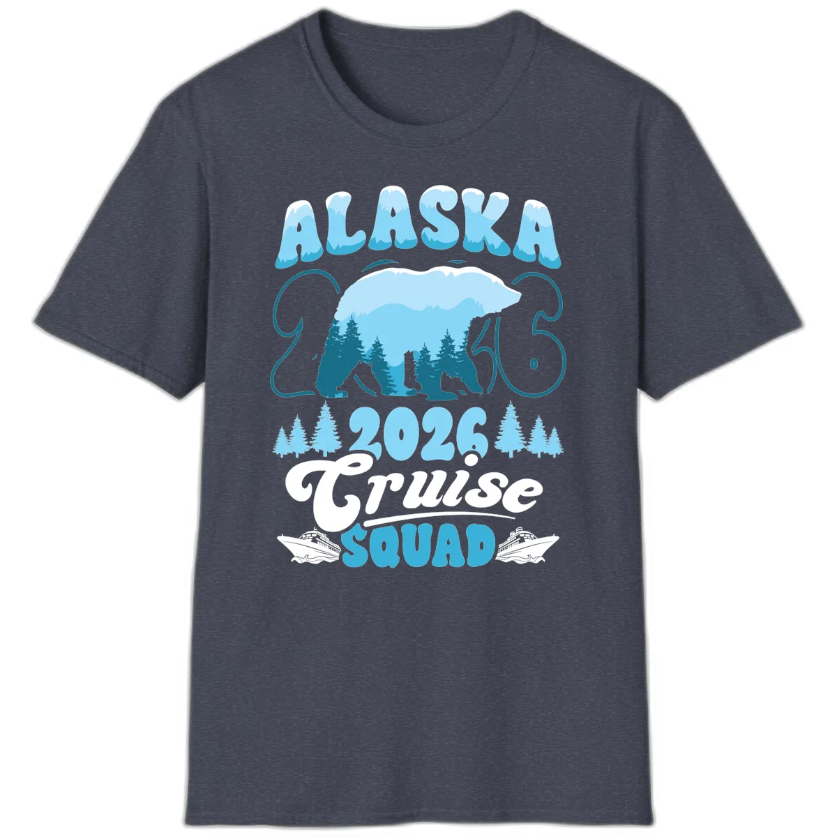 Alaska 2026 Polar Bear Cruise Squad T-Shirt in Heather Navy