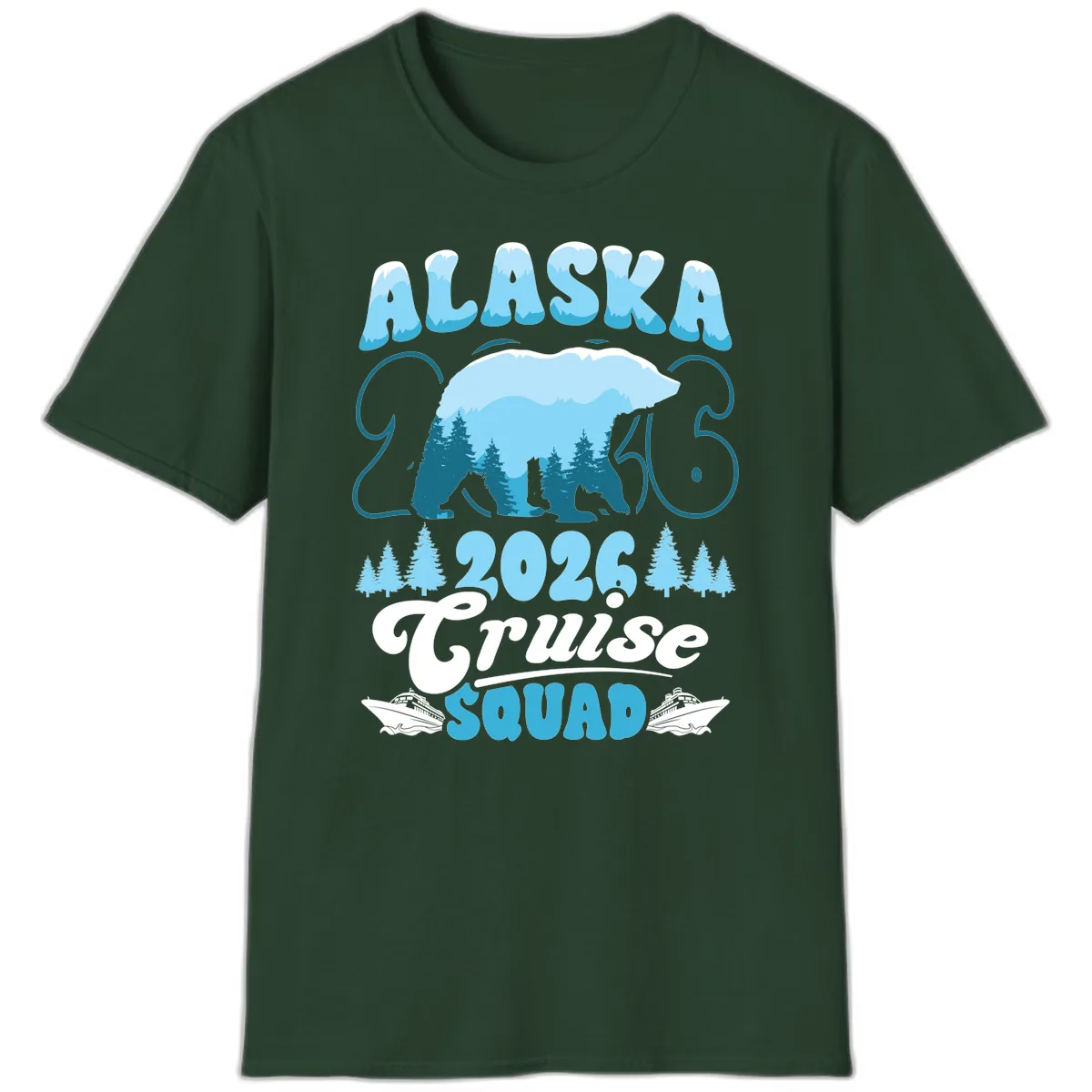 Alaska 2026 Polar Bear Cruise Squad T-Shirt in Forest Green