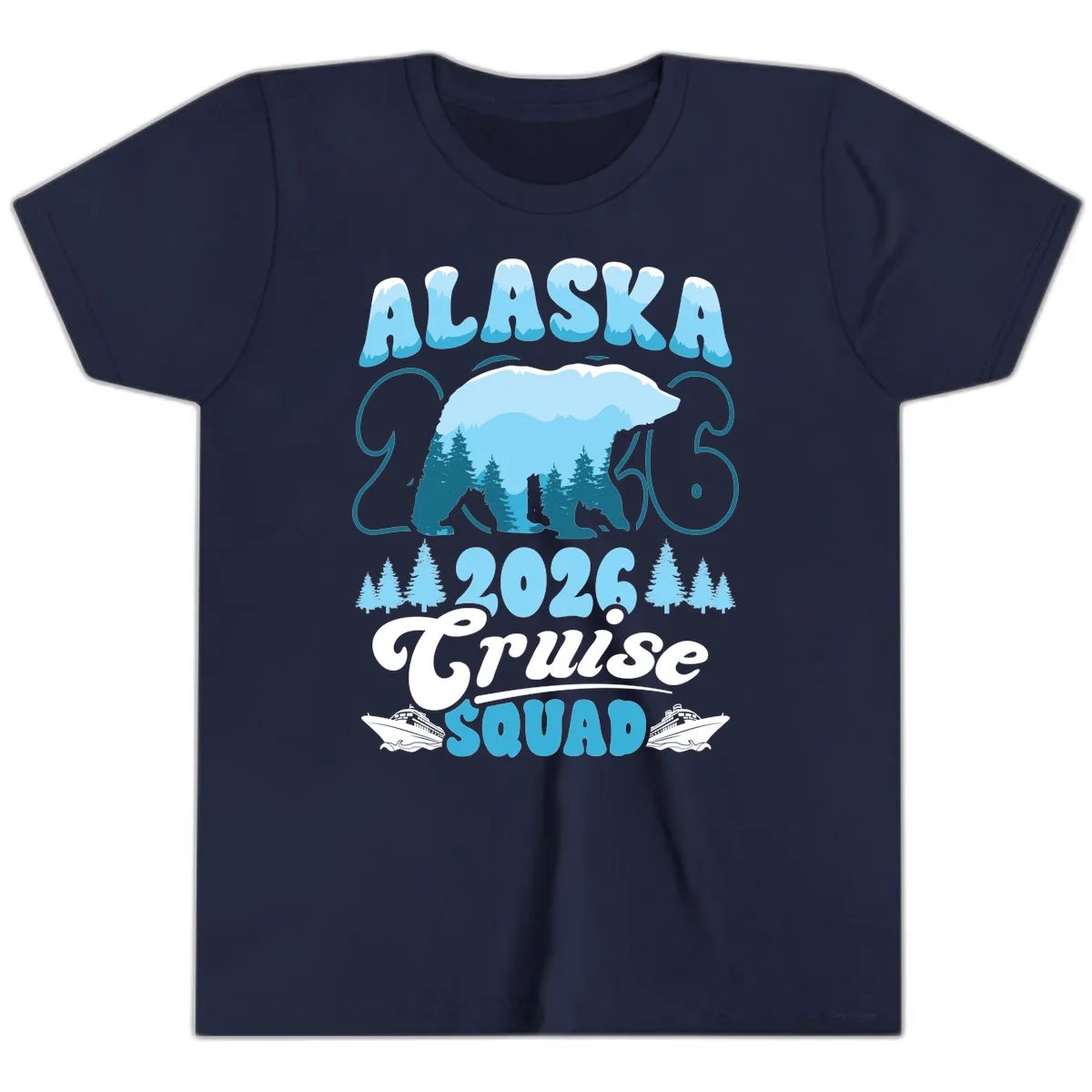 Alaska 2026 Polar Bear Cruise Squad Youth T-Shirt in Navy