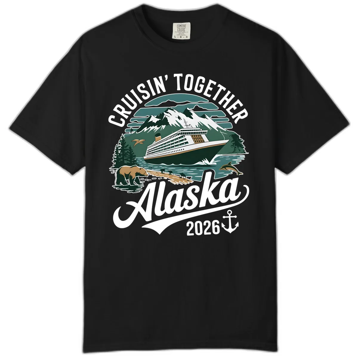 Cruisin' Together Alaska 2026 Ship & Wildlife Comfort Color in Black