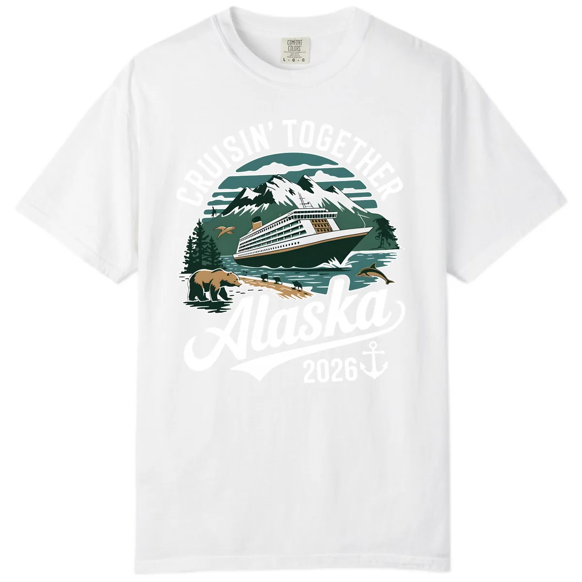 Cruisin' Together Alaska 2026 Ship & Wildlife Comfort Color in White