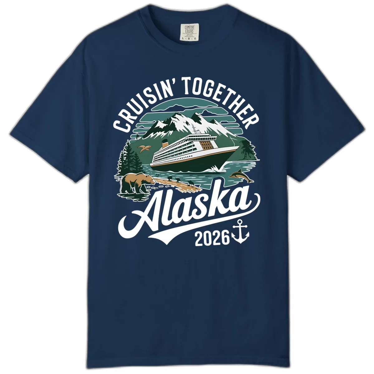 Cruisin' Together Alaska 2026 Ship & Wildlife Comfort Color in Navy