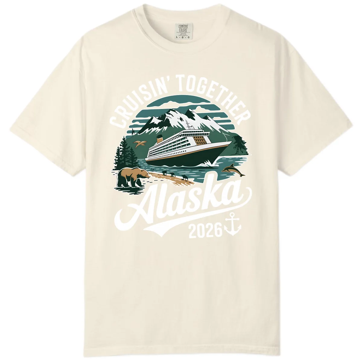 Cruisin' Together Alaska 2026 Ship & Wildlife Comfort Color in Ivory
