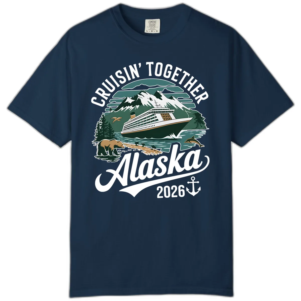 Cruisin' Together Alaska 2026 Ship & Wildlife Comfort Color in True Navy