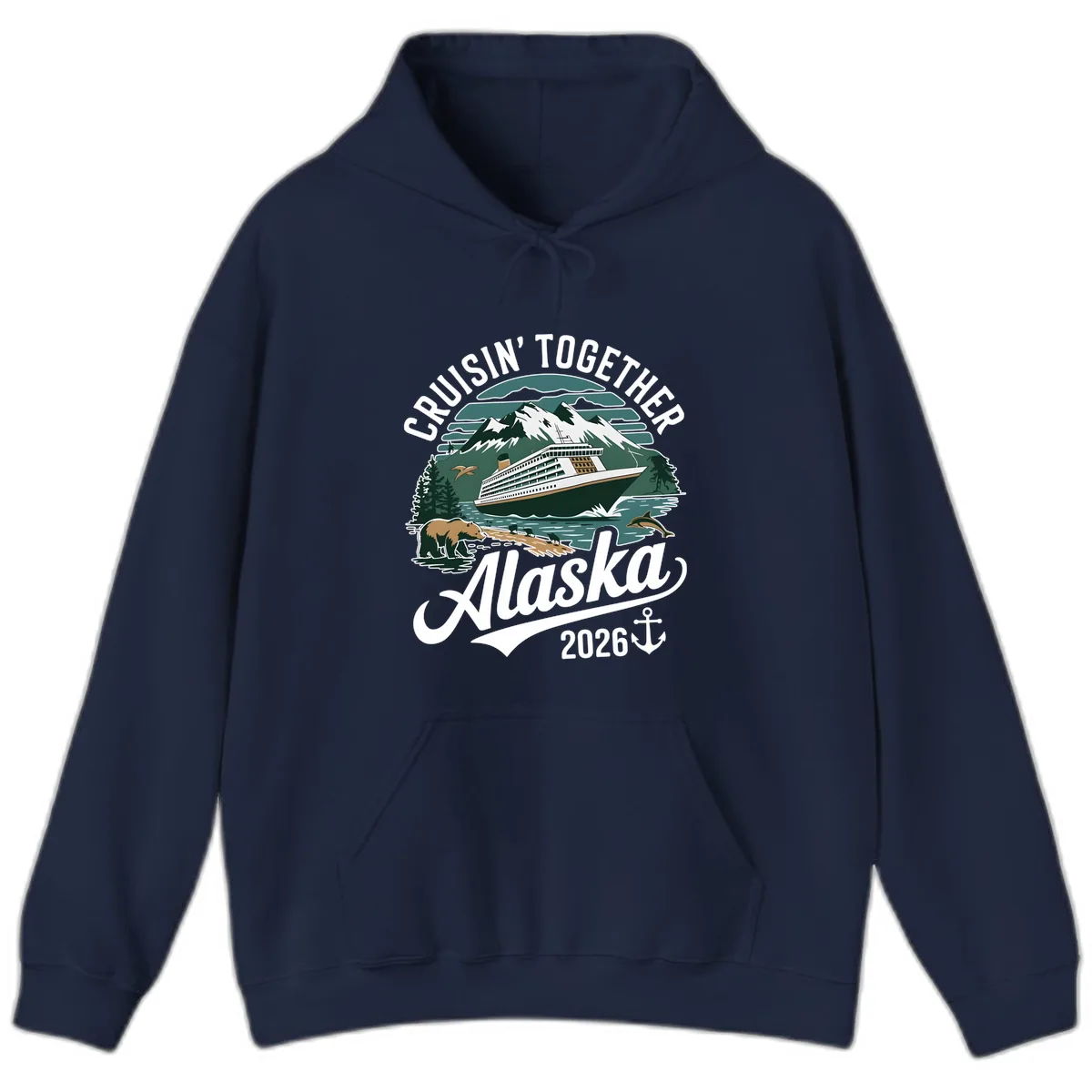 Cruisin' Together Alaska 2026 Ship & Wildlife Hoodie in Navy