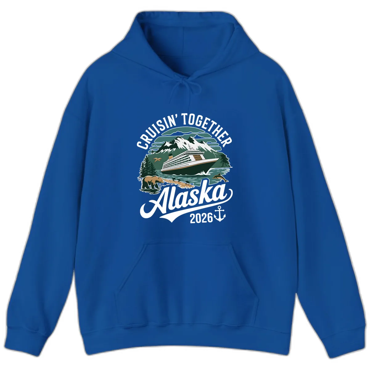 Cruisin' Together Alaska 2026 Ship & Wildlife Hoodie in Royal