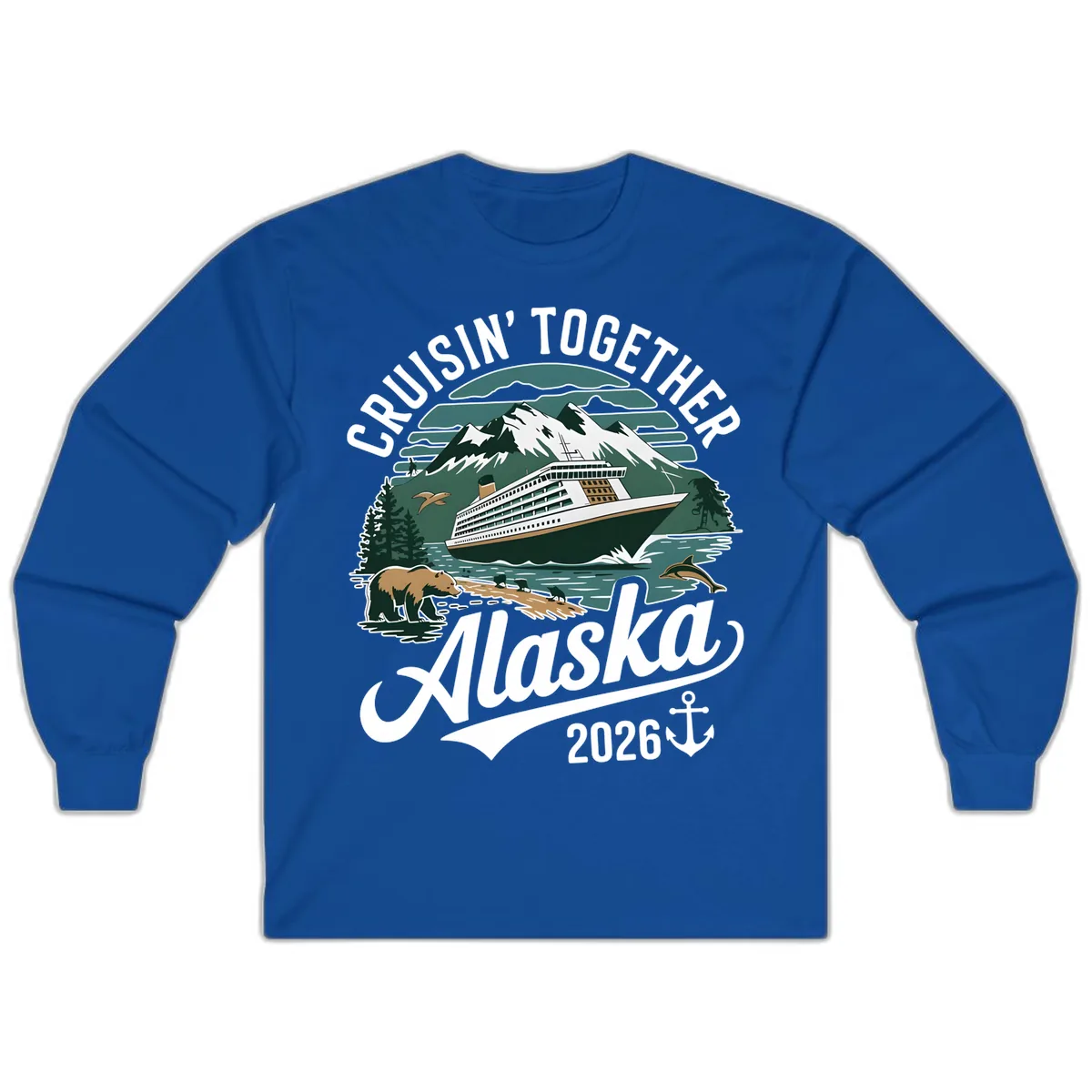 Cruisin' Together Alaska 2026 Ship & Wildlife Long Sleeve in Royal