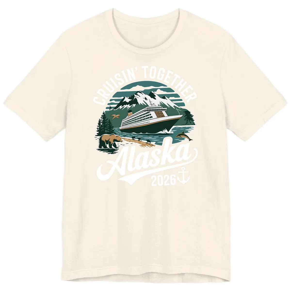 Cruisin' Together Alaska 2026 Ship & Wildlife Premium T-Shirt in Natural