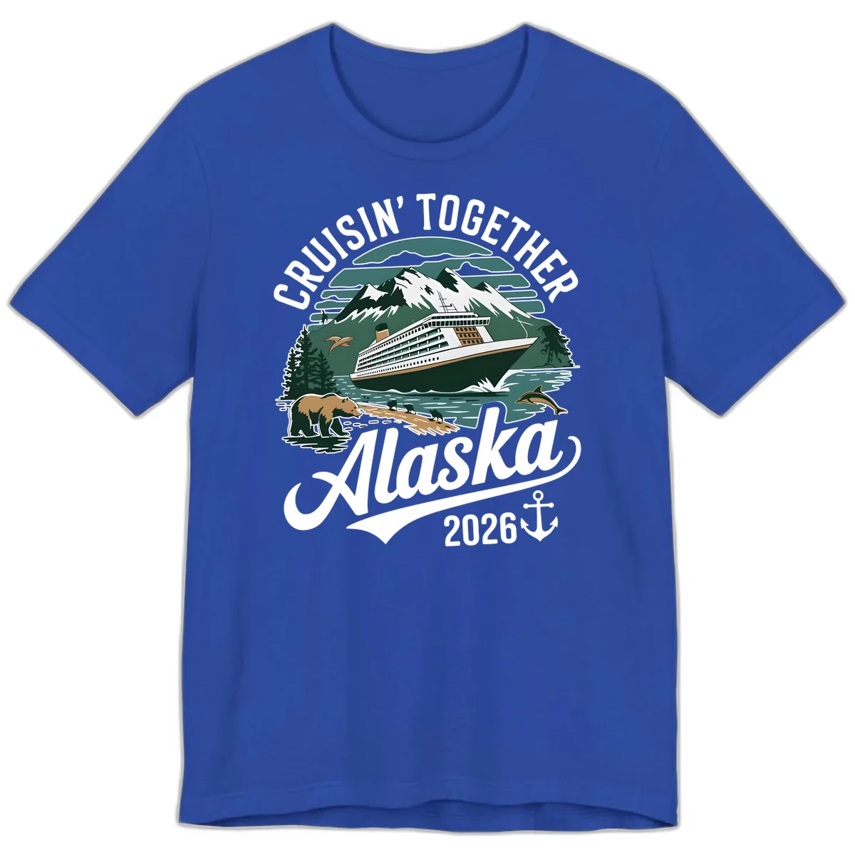 Cruisin' Together Alaska 2026 Ship & Wildlife Premium T-Shirt in True Royal