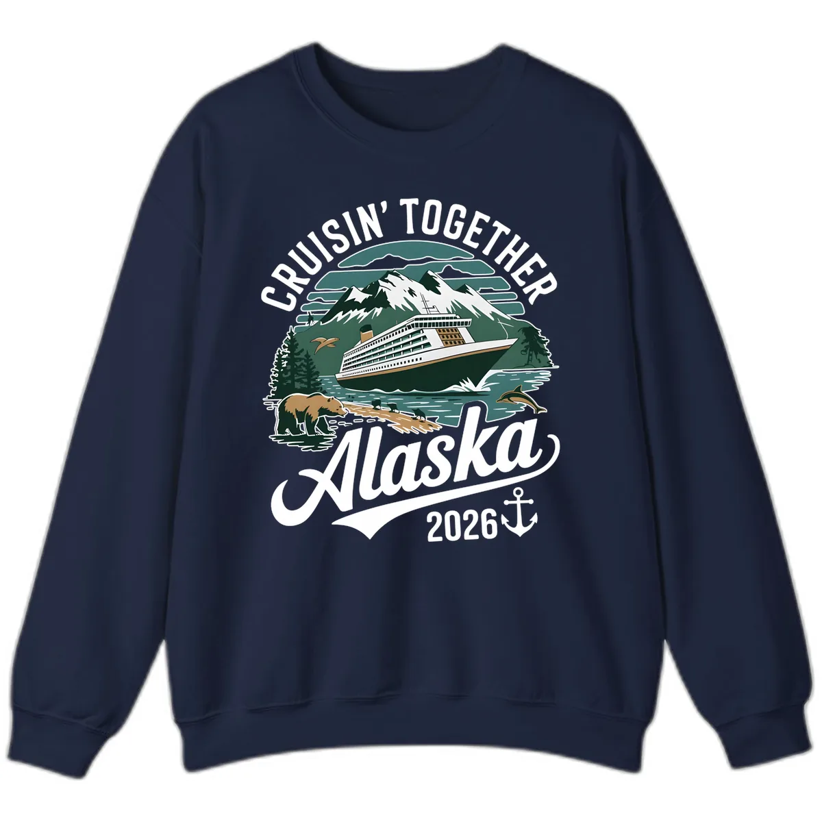 Cruisin' Together Alaska 2026 Ship & Wildlife Sweatshirt in Navy