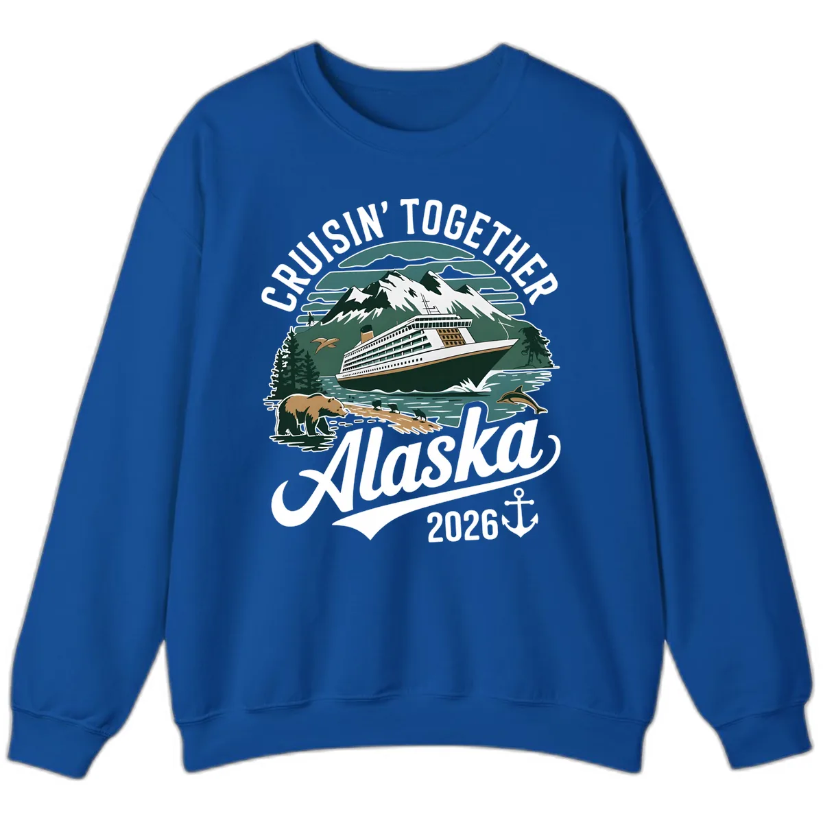 Cruisin' Together Alaska 2026 Ship & Wildlife Sweatshirt in Royal