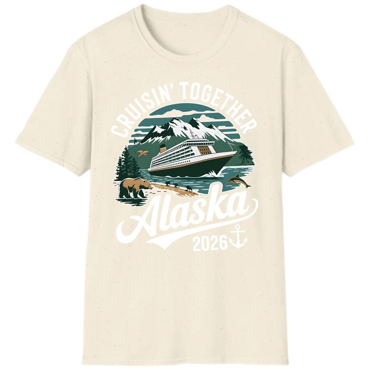 Cruisin' Together Alaska 2026 Ship & Wildlife T-Shirt in Natural