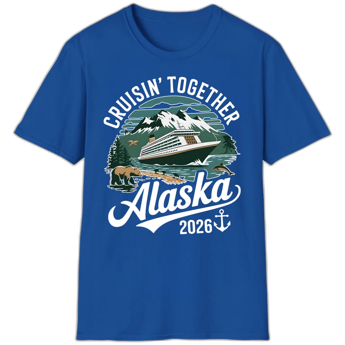 Cruisin' Together Alaska 2026 Ship & Wildlife T-Shirt in Royal