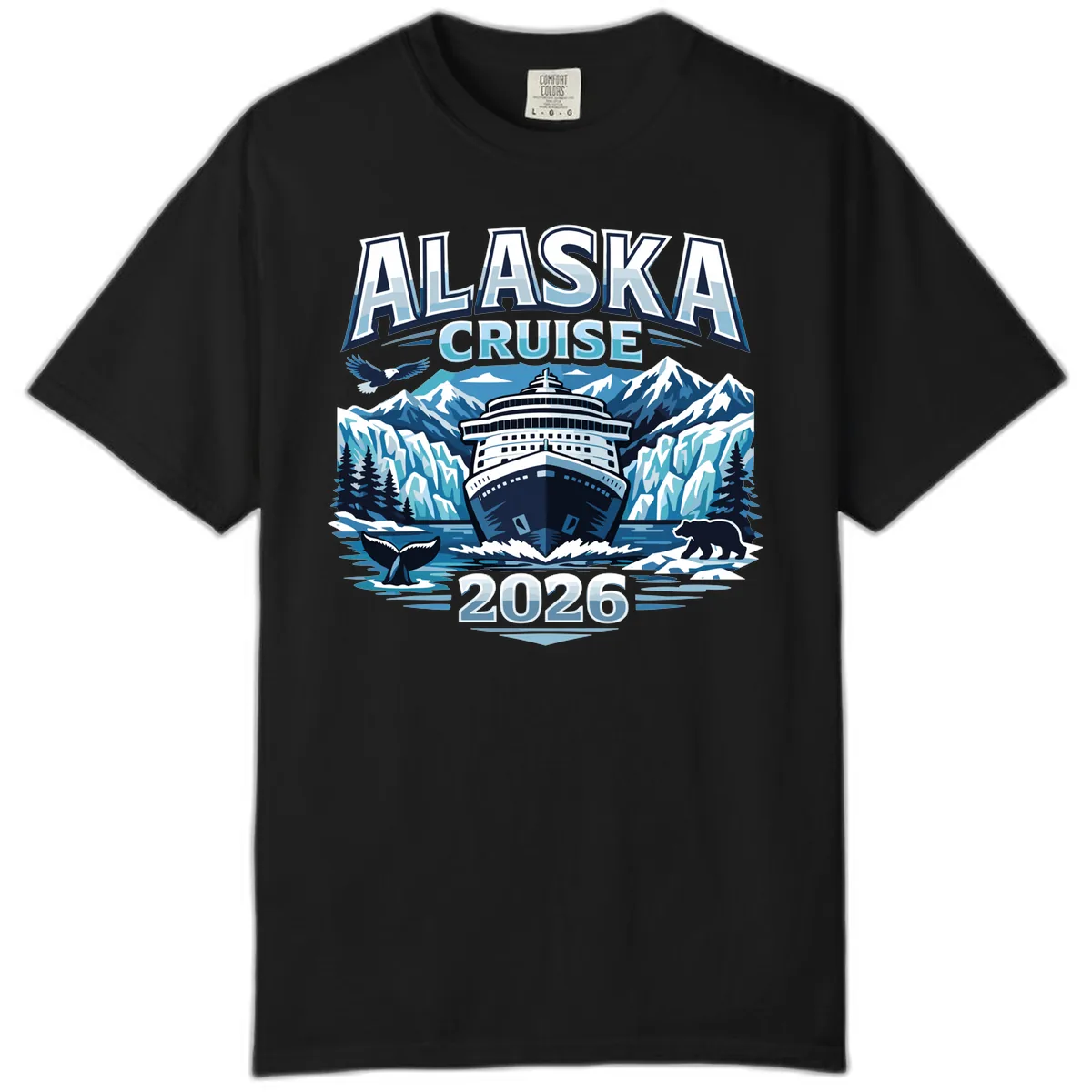 Alaska Cruise Ship and Wildlife Scenic 2026 Comfort Color in Black