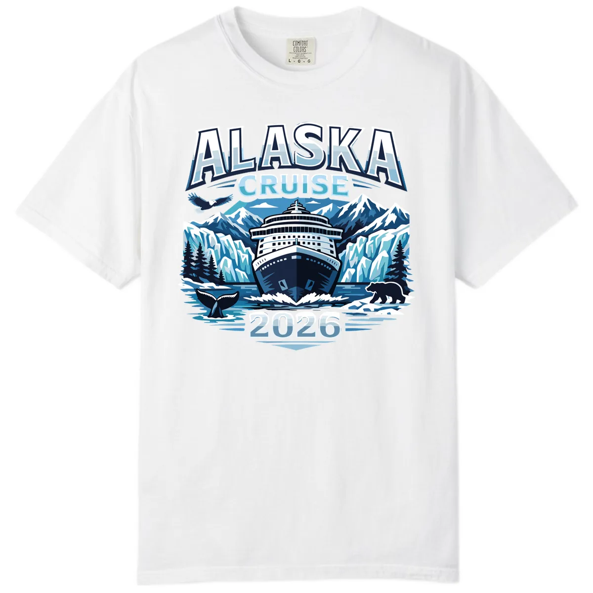 Alaska Cruise Ship and Wildlife Scenic 2026 Comfort Color in White