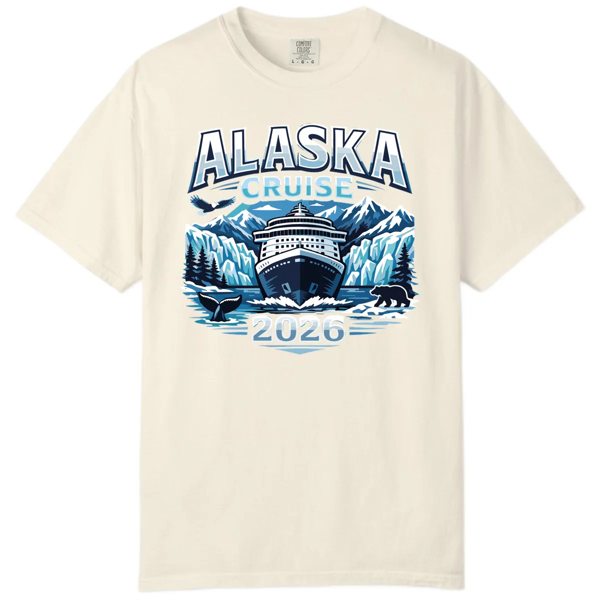 Alaska Cruise Ship and Wildlife Scenic 2026 Comfort Color in Ivory