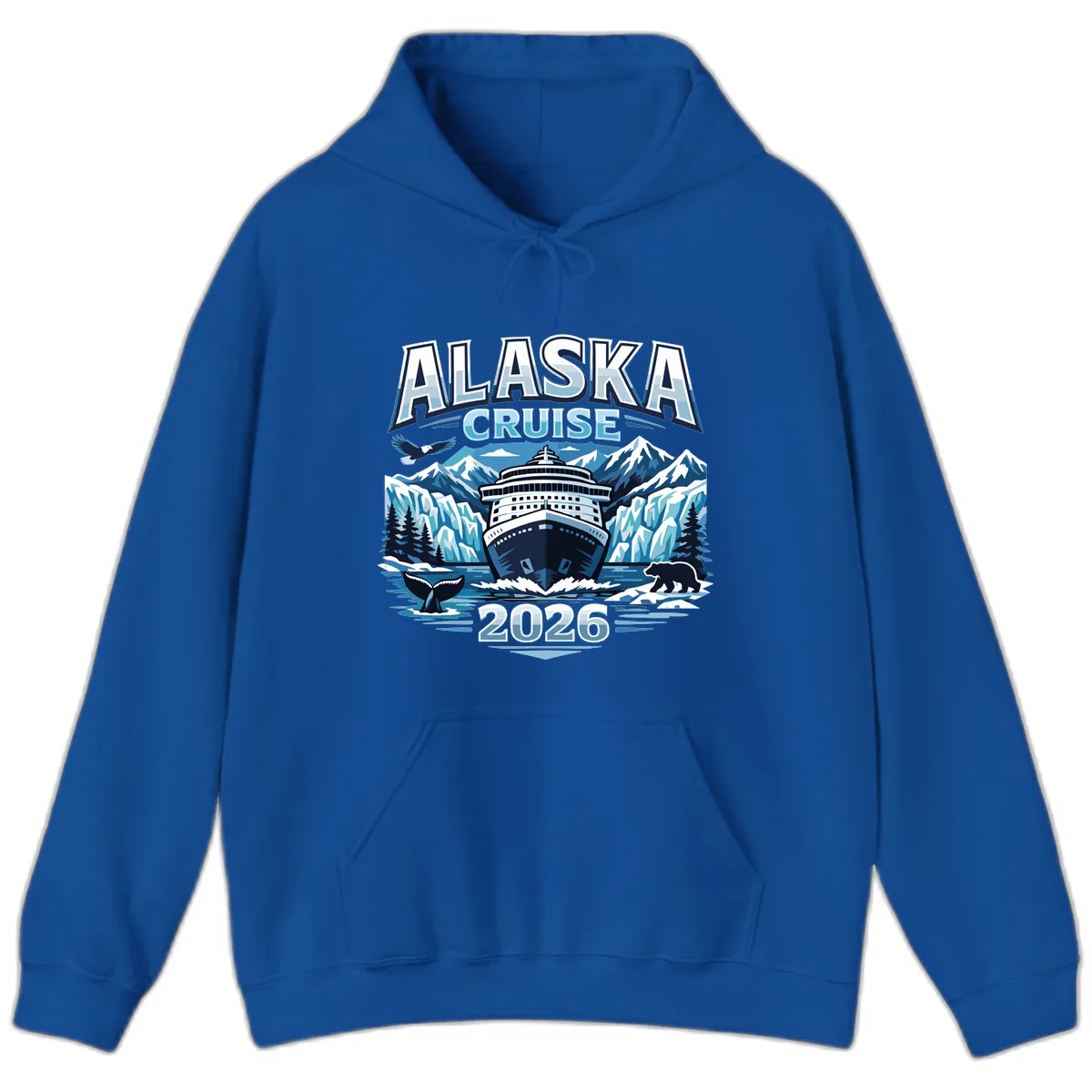 Alaska Cruise Ship and Wildlife Scenic 2026 Hoodie in Royal