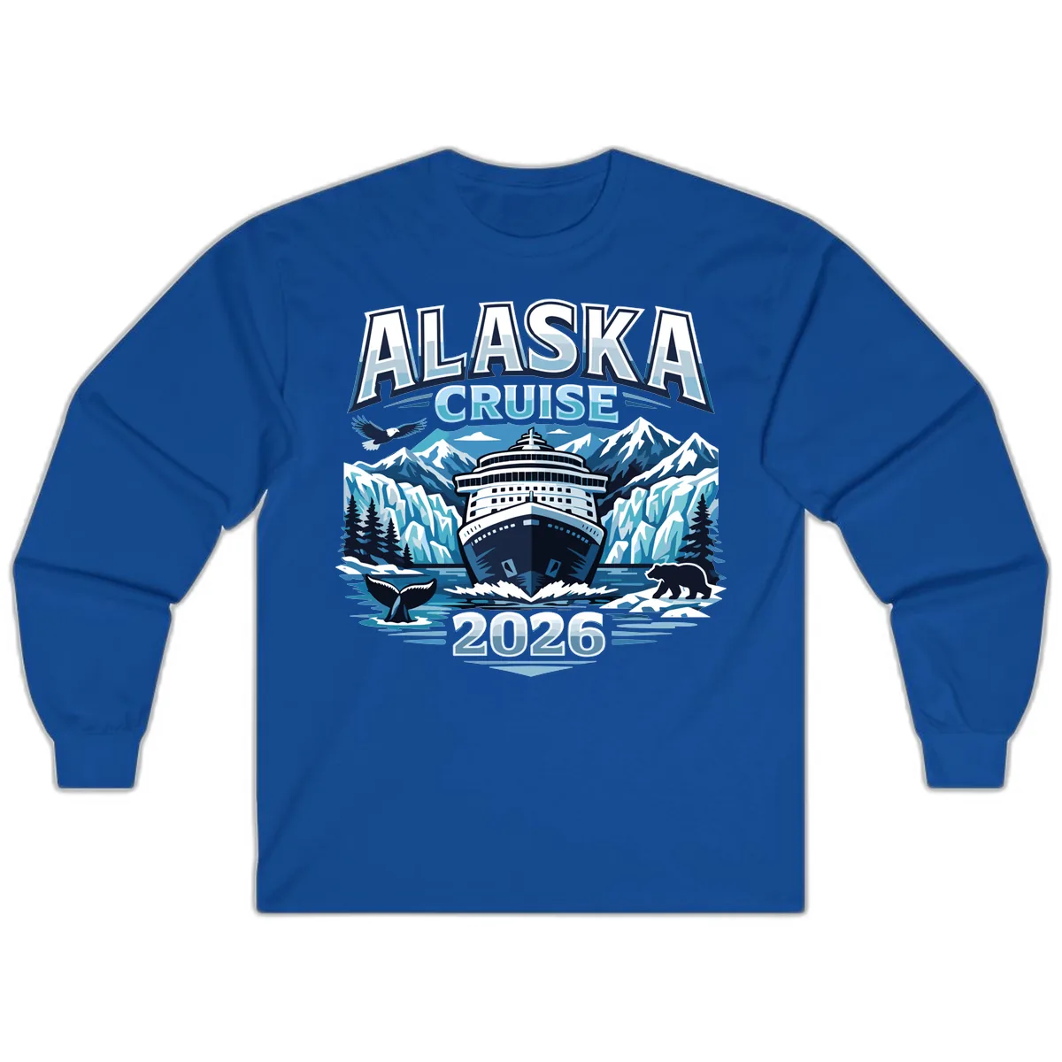 Alaska Cruise Ship and Wildlife Scenic 2026 Long Sleeve in Royal
