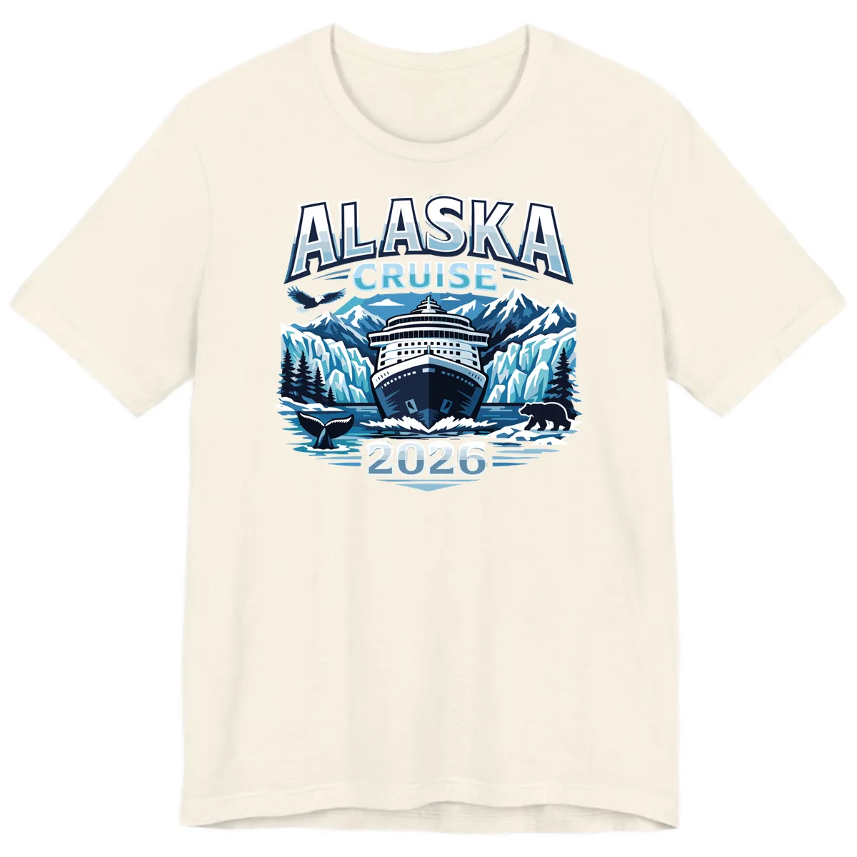 Alaska Cruise Ship and Wildlife Scenic 2026 Premium T-Shirt in Natural