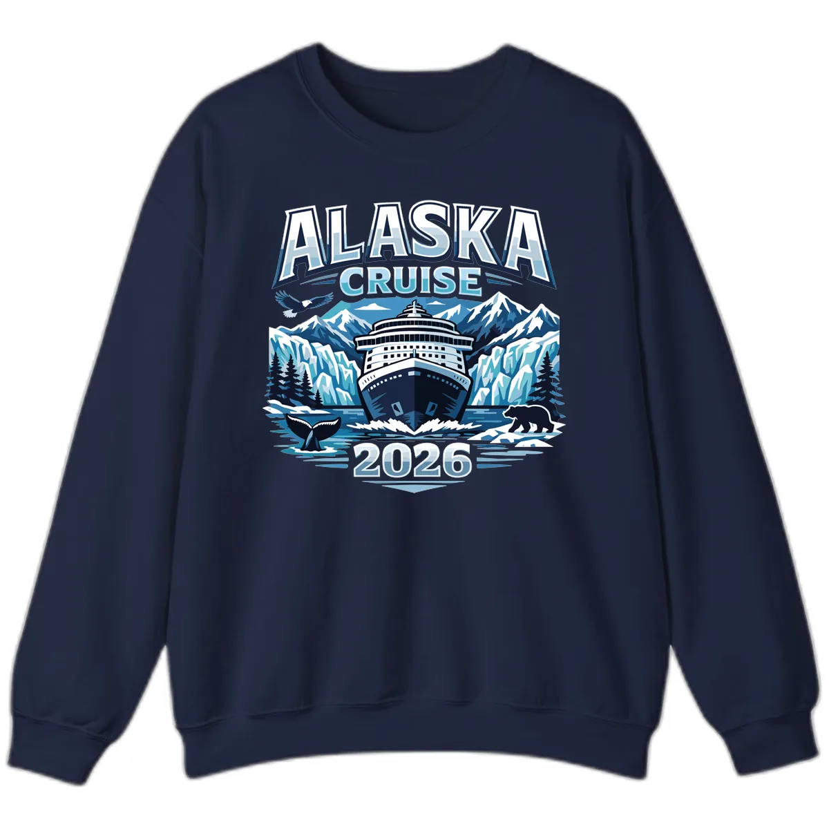 Alaska Cruise Ship and Wildlife Scenic 2026 Sweatshirt in Navy