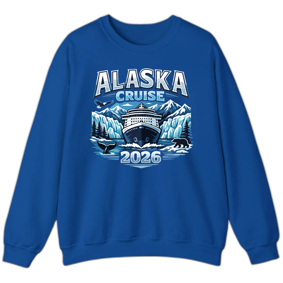 Alaska Cruise Ship and Wildlife Scenic 2026 Sweatshirt in Royal