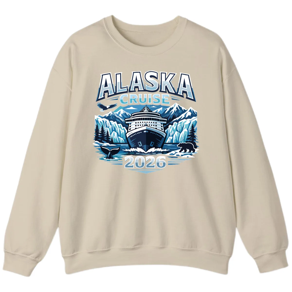 Alaska Cruise Ship and Wildlife Scenic 2026 Sweatshirt in Sand