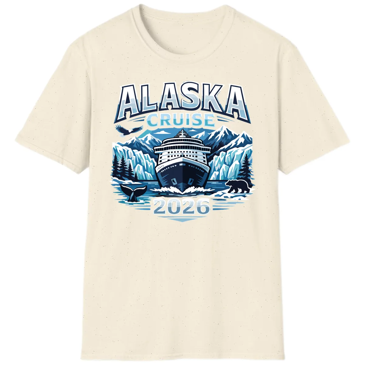 Alaska Cruise Ship and Wildlife Scenic 2026 T-Shirt in Natural
