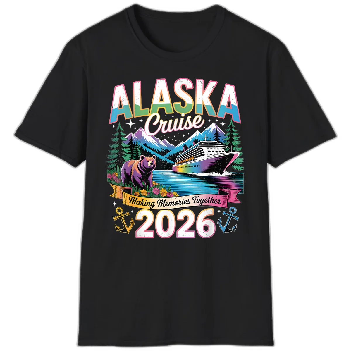 Alaska Cruise Making Memories Together 2026 T-Shirt in Black