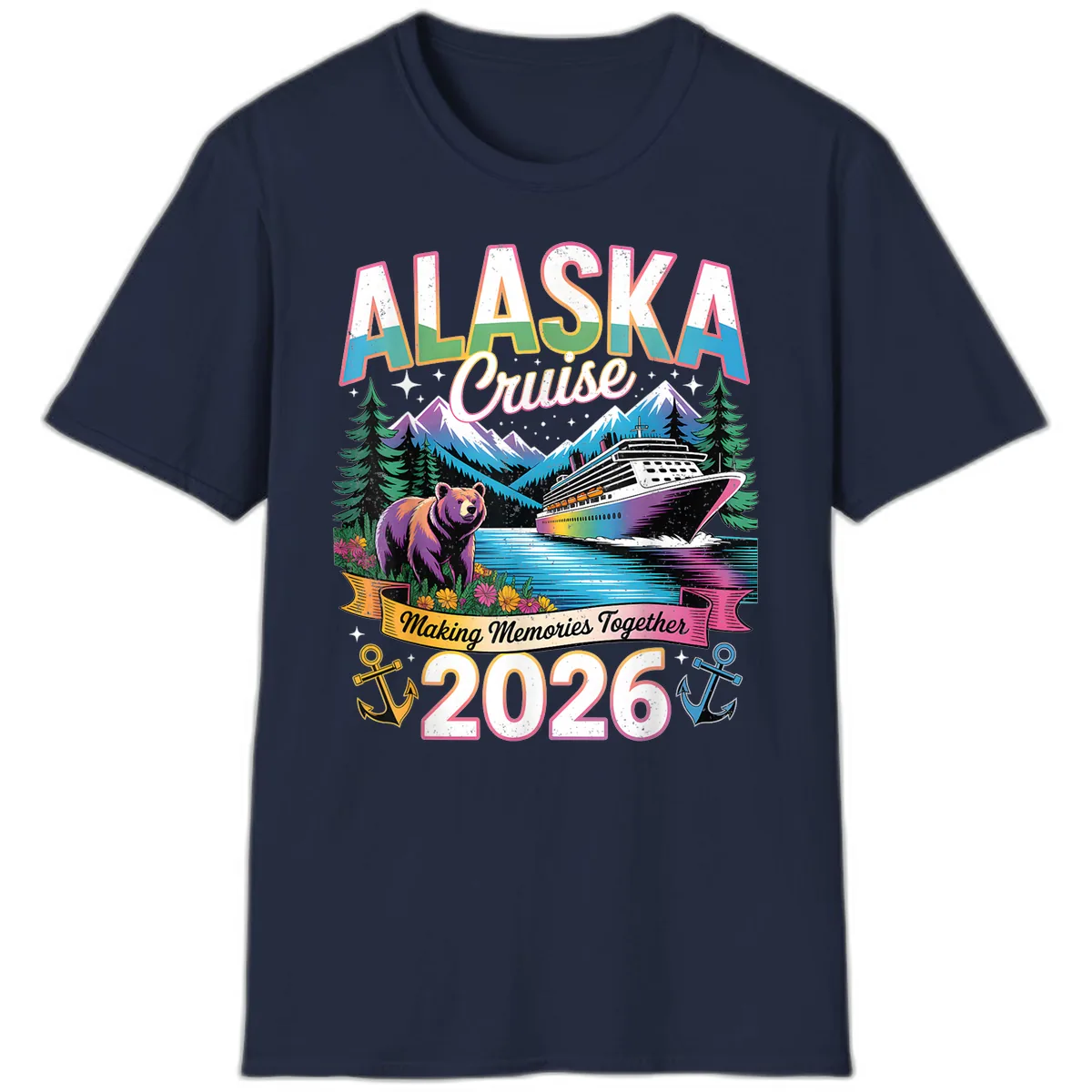 Alaska Cruise Making Memories Together 2026 T-Shirt in Navy