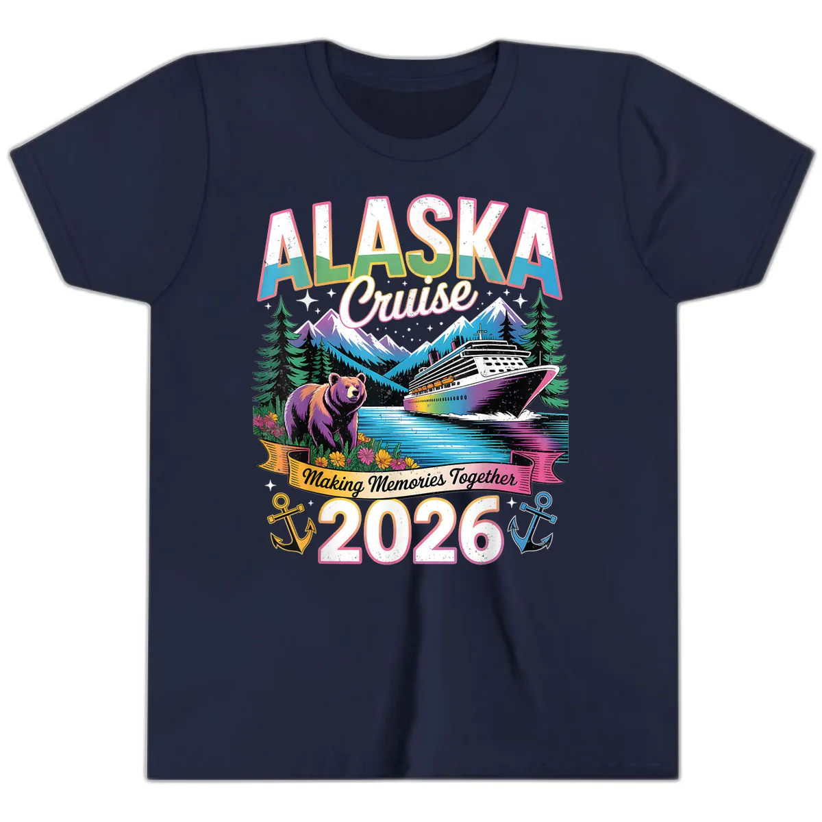 Alaska Cruise Making Memories Together 2026 Youth T-Shirt in Navy