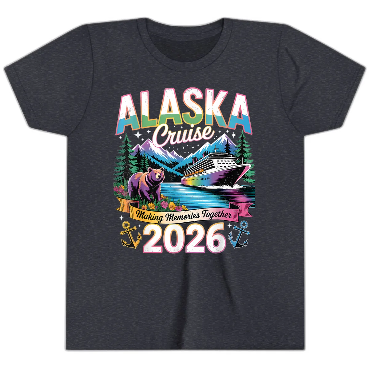 Alaska Cruise Making Memories Together 2026 Youth T-Shirt in Heather Navy