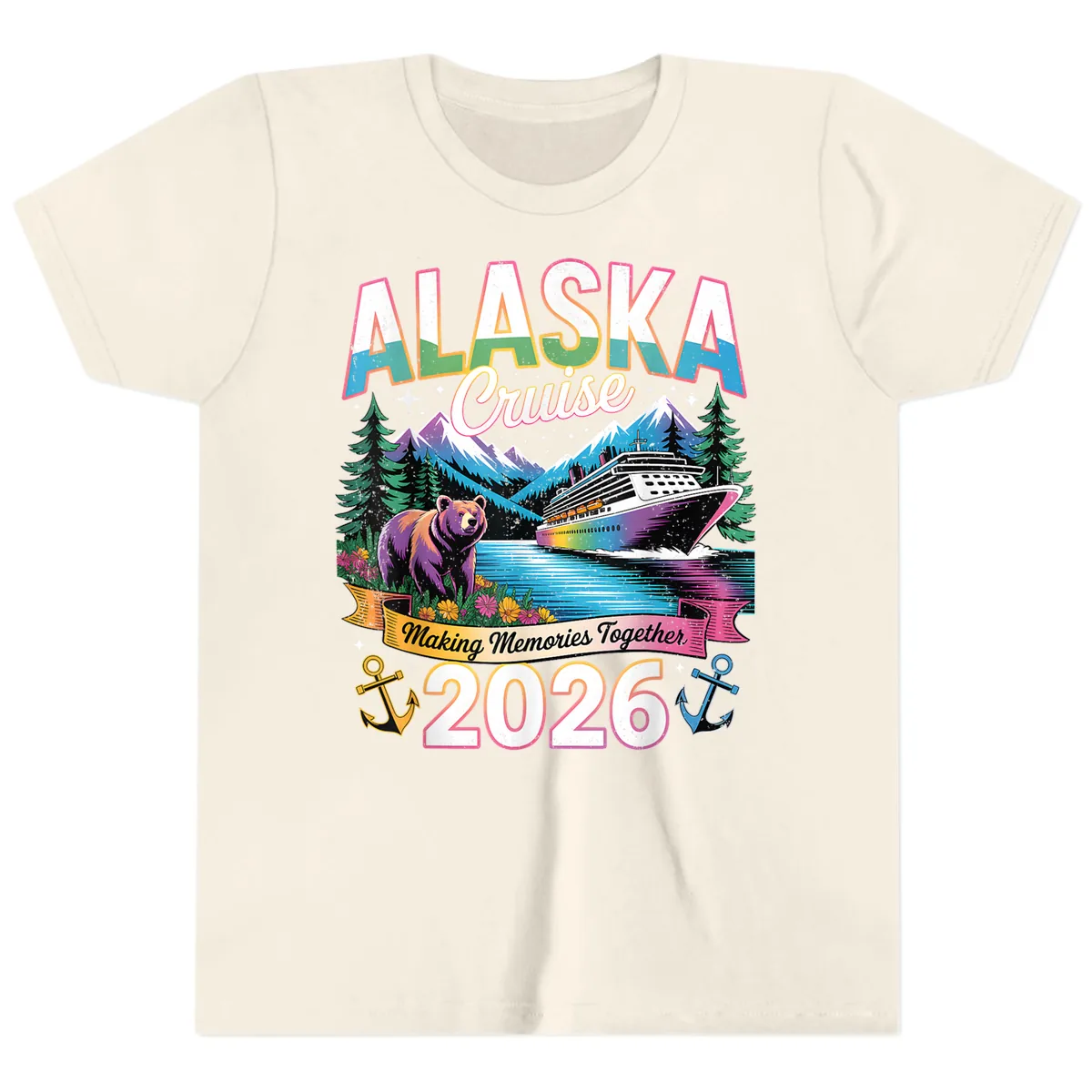 Alaska Cruise Making Memories Together 2026 Youth T-Shirt in Natural