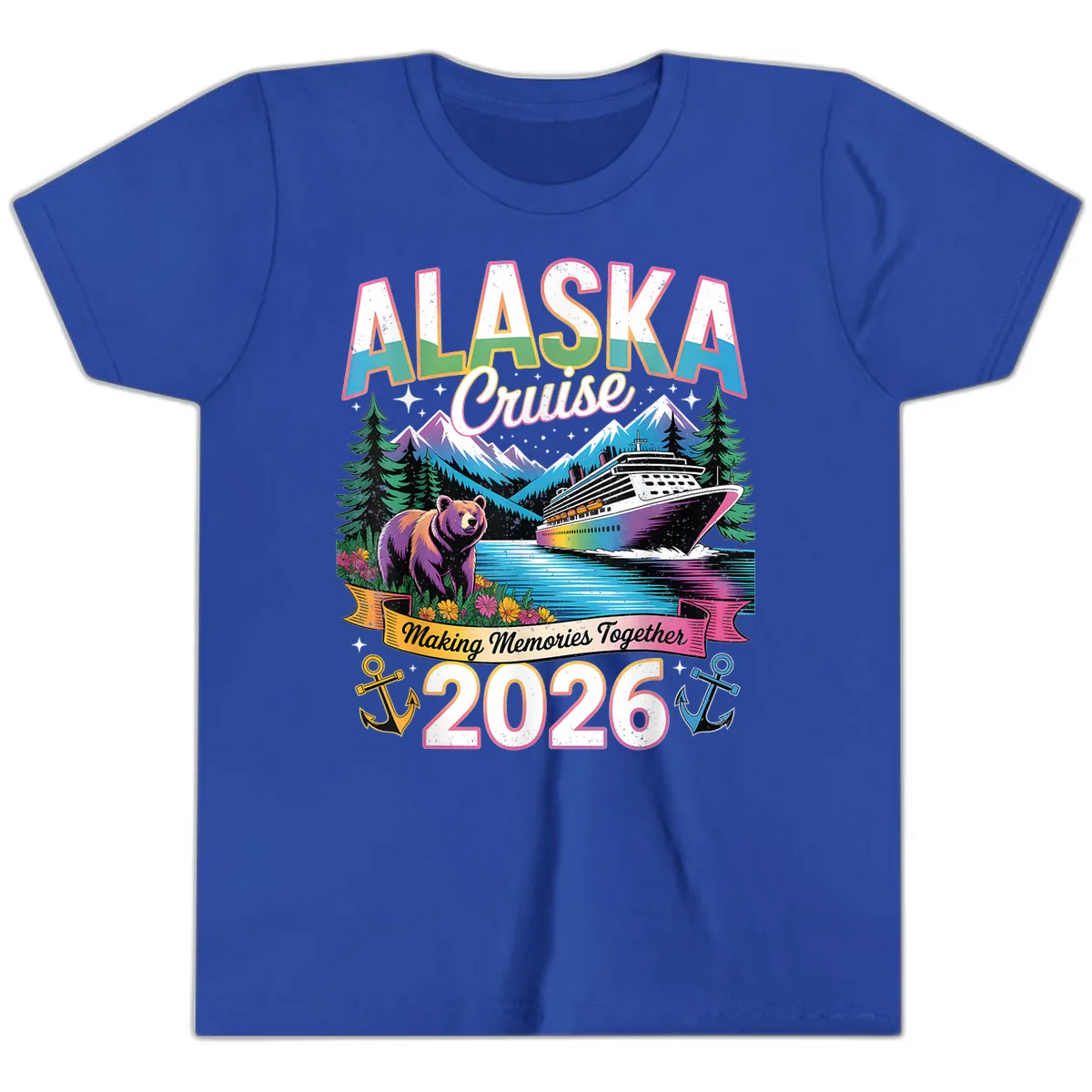 Alaska Cruise Making Memories Together 2026 Youth T-Shirt in True Royal